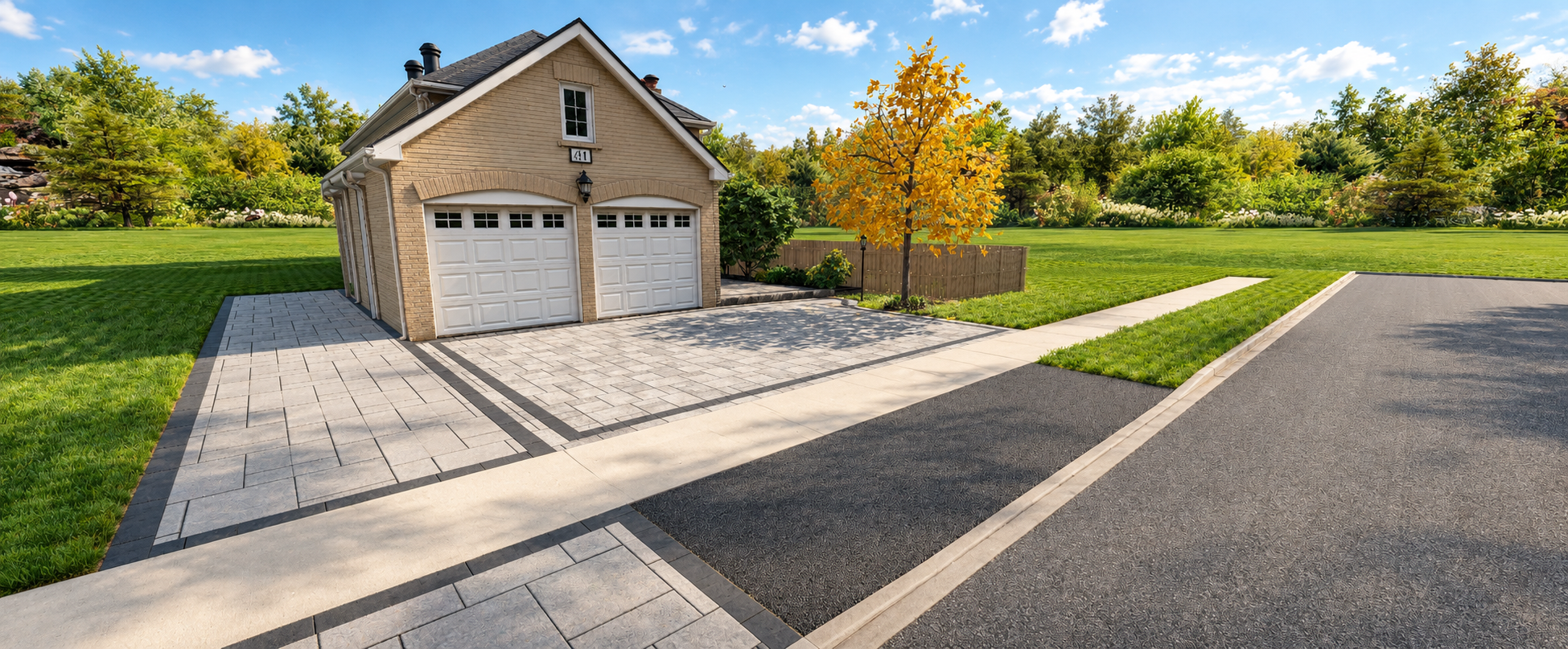 Street approach — driveway, boulevard and walkway